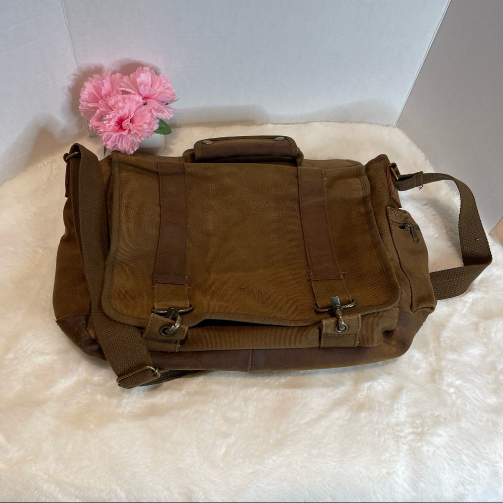 ROTHCO Distressed Vintage Canvas Pathfinder Laptop Bag with Leather Accents